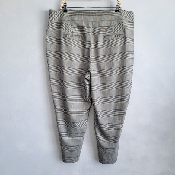 Veronica Beard Contrast Houndstooth Gray Cropped Ankle Pant Trousers Size 16 - Picture 3 of 6